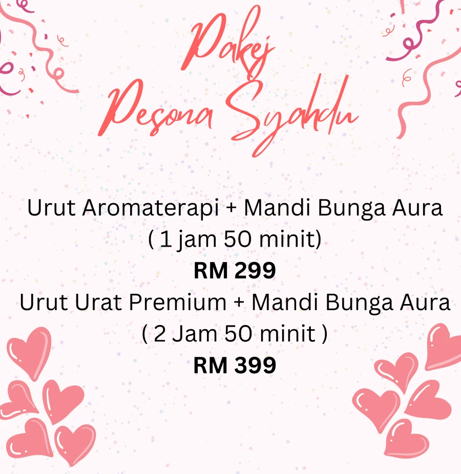 Pakej Pesona Syahdu ( Urut Aromateraphy)